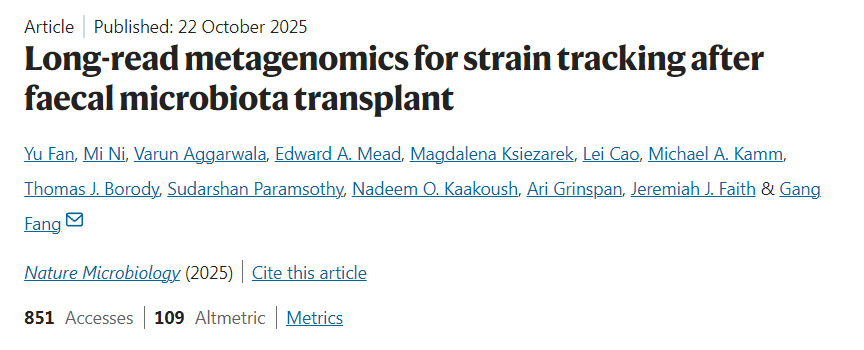 粪菌移植后应用长读长宏基因组学进行菌株追踪