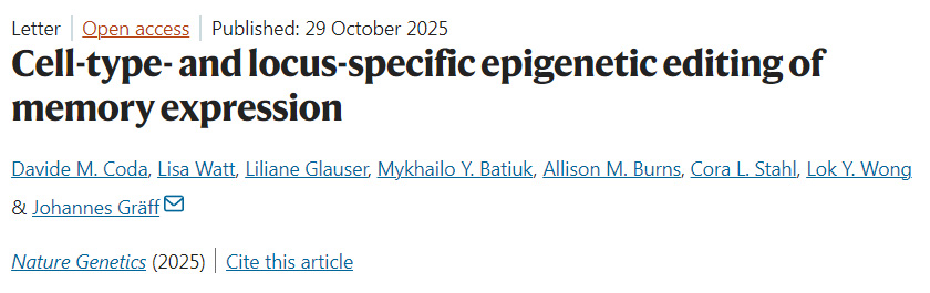 细胞类型与位点特异性的记忆表达表观遗传编辑