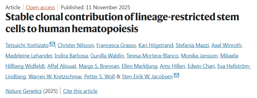 谱系限制性干细胞对人类造血的稳定克隆贡献 谱系限制性干细胞对人类造血的稳定克隆贡献