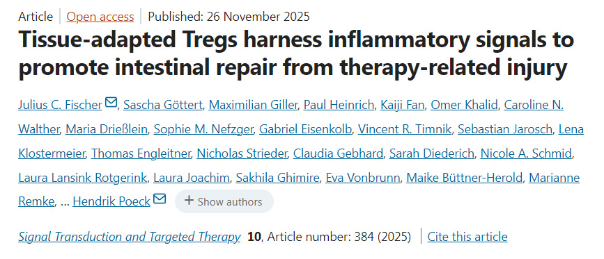 组织适应性调节性T细胞驾驭炎性信号以促进治疗相关损伤后的肠道修复