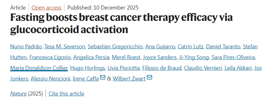 禁食通过激活糖皮质激素提升乳腺癌治疗效果