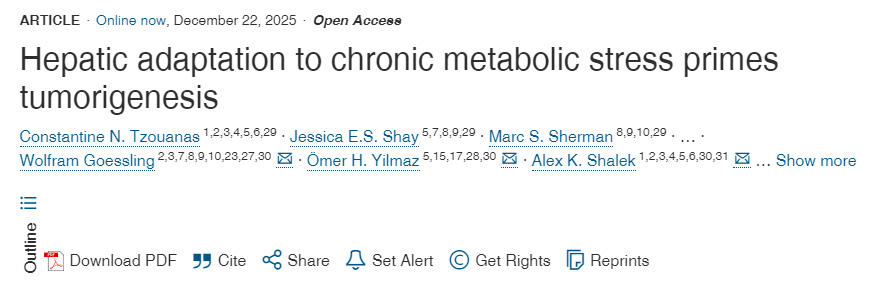肝脏对慢性代谢应激的适应性改变是肿瘤发生的先兆