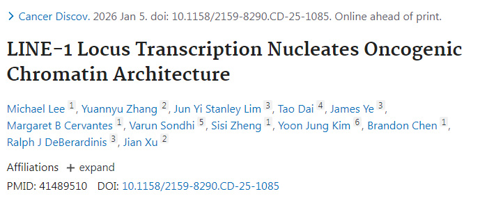 LINE-1位点转录起始致癌染色质结构的形成