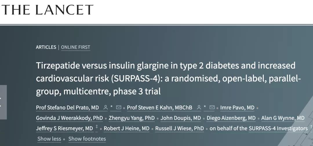 柳叶刀：大队列3期临床研究表明Tirzepatide治疗2型糖尿病的疗效优于甘精胰岛素