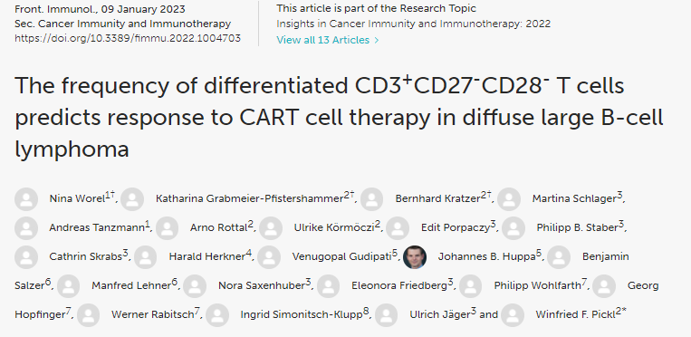 研究团队发现了一种用于CAR-T细胞治疗临床反应的高效生物标志物