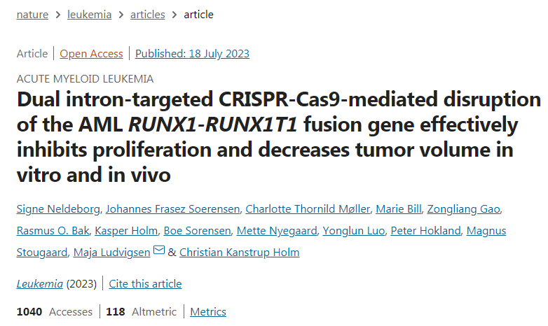 利用CRISPR-Cas9系统开发出一种基因疗法