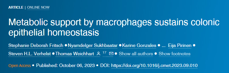 巨噬细胞的代谢支持维持结肠上皮稳态