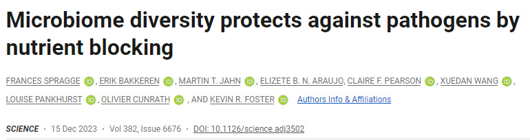 微生物组多样性通过营养阻断来抵御病原体