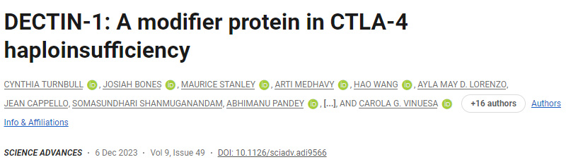 DECTIN-1：CTLA-4单倍充足性的修饰蛋白