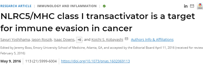 NLRC5/MHC I类反式激活剂是癌症免疫逃避的靶点
