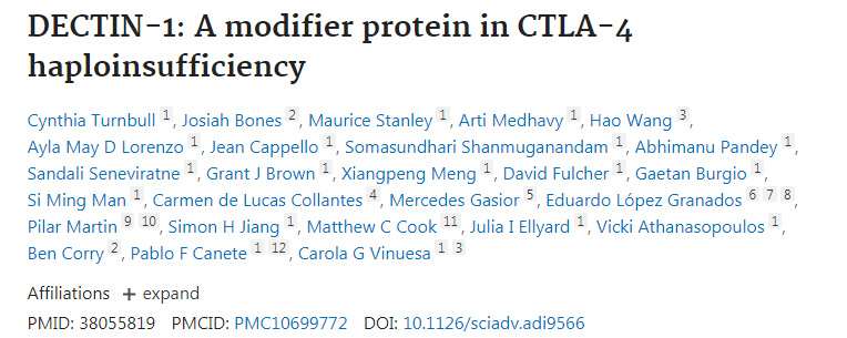 DECTIN-1：CTLA-4单倍充足性的修饰蛋白